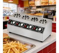 Calentador Eléctrico Comercial De Salsas, Calentador De Chocolate Caliente Con Control Independiente Y Dispensador De Aderezos, Temperatura Ajustable De 30 A 85°C, Para Queso Nacho(4cans)