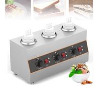 Calentador eléctrico de salsas comercial, temperatura ajustable de 30 a 85 °C, interruptor de encendido independiente, dos métodos de calentamiento para kétchup de queso y chocolate, 1 rejilla.