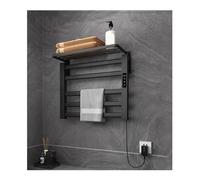 Calentador eléctrico de toallas de 5 barras, toallero eléctrico para baño con estante superior de almacenamiento, tendedero de toallas de pared con temporizador, ajuste de temperatura y pantalla LCD,