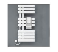 Calentador eléctrico de toallas, toallero de pared con ajuste de temperatura y pantalla LCD, toallero grande de 380 W con temporizador integrado de 1 a 9 horas, enchufable, color negro, conexión izqui