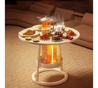 Calentador espacial con calefacción de 360° e infrarrojo lejano, calentador eléctrico de 900 W con mesa aislada para té/bebidas, seguro y silencioso para uso en el hogar y la oficina