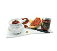 Calentador Nduja De Terracota De Luca + Tarro De Cerdo Premium Nduja Di Spilinga Riserva 180 gr + Vela 100% Italiana Made In Calabria