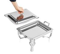 Calentador plano de acero inoxidable, 6 l estufa con tapa, recipiente calefactor, para buffet de catering portátil, para fiestas de cumpleaños, bodas, buffets otras actividades culinarias