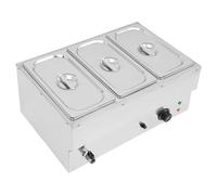 Calentador plano eléctrico Baño Marie con 3 cacerolas, temperatura ajustable con tapas Chafing Dish Buffet, para casa, cafetería, fiesta de cumpleaños, restaurante, fiesta
