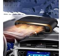 Calentador portátil para coche, rotación de 360°, 12 V, 120 W, antivaho para descongelar el parabrisas, ventilador de refrigeración y calefacción rápida 2 en 1 para automóviles, SUV (oro negro)