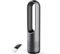 Calentador portátil, ventilador de torre sin aspas, oscilación de 80° con control remoto y táctil, temporizador de 8 h, ventilador de pie para dormitorio, hogar y oficina, 56 cm de alto, 8 v