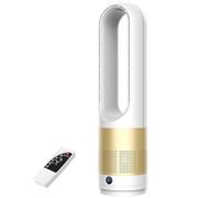 Calentador portátil, ventilador de torre sin aspas, oscilación de 80° con control remoto y táctil, temporizador de 8 h, ventilador de pie para dormitorio, hogar y oficina, 56 cm de alto, 8 v