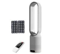 Calentador portátil, ventilador de torre sin aspas y purificador de aire, oscilante de 90° con control remoto y táctil, temporizador de 2 h, ventilador de pie para dormitorio, hogar y oficin