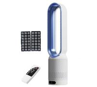 Calentador portátil, ventilador de torre sin aspas y purificador de aire, oscilante de 90° con control remoto y táctil, temporizador de 2 h, ventilador de pie para dormitorio, hogar y oficin