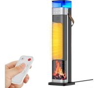 Calentador PTC de 2000 W con control remoto de ventilador y temporizador, función de humidificador atomizador, calentador eléctrico con efecto de llama vertical para el hogar/oficina (U)