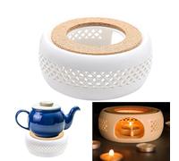 Calentador Tetera,Calentador De Te De CeráMica,Calentador De Café,con Estera De Estufa,DiseñO Tallado,para Calentar Y Mantener Tetera Caliente