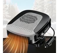 Calentador y enfriador portátil 2 en 1 de 12 V y 150 W, calentamiento rápido, rotación de 360°, diseño de mango, desempañador de parabrisas/descongelador, enchufe para encendedor de cigarrillos