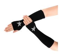 Calentadores de brazo góticos para mujer, Y2K, guantes cálidos de punto sin dedos con agujero para el pulgar, accesorios góticos steampunk, color negro, Negro, 13.8 inches (length only)