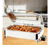 Calentadores de Comida, Acero Inoxidable Chafing Dish Eléctrico con Vidrio Visual, 9L Comercial Calentador de bufé para Fiestas, Banquetes de Bodas, Temperatura Ajustable(Full Pan)
