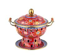 Calentadores De Comida Para Una Persona, Olla Pequeña De Cobre, Olla Caliente Pequeña De Vaca Gorda De Pekín Antigua, Olla Caliente Tradicional China De Cloisonné, Acciones Comerciales De Alcohol, Ol