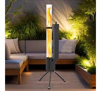 Calentadores de jardín al aire libre, calentador de pellets de madera con tubo de vidrio de visión de llama, base de acero, fácil iluminación, autoextinguible, hoguera al aire libre sin humo para