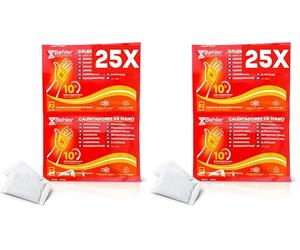 Calentadores de Manos Desechables - 25 Pares | hasta 10h de Calor | Activados por Aire | Ideales para Invierno, Esquí, Senderismo y Deportes al Aire Libre | Pack Ahorro (Paquete de 2)