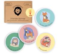Calentadores de manos para niños, juego de 4 unidades, con bonitos motivos de animales del bosque y afirmaciones positivas, ideal para la escuela primaria, paseos y viajes, regalo para niños y niñas