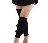 Calentadores de pierna alta para mujer, de punto trenzado, talla grande, por encima de la rodilla, calcetines sin pies, calcetines cálidos para botas gruesas para muslos altos, Negro, Altoa única
