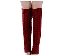 Calentadores de piernas cálidos invierno para mujer a la , calcetines largos ganchillo tejidos Calcetines Separadores De Dedos (Wine, One Size) gruesos Algodon Socks Women Mujer Bonitos Nórdicos