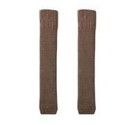 Calentadores de piernas con forro felpa gruesa invierno for mujer | Cubiertas hasta la rodilla a prueba de viento elásticas térmicas, 50 cm 70 cm disponibles(Light brown,70cm)