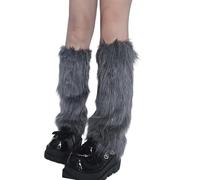 Calentadores de piernas de felpa gruesa para clima frío, calcetines térmicos sin pies para mujer, actividades al aire libre, fundas de botas de invierno, calcetines largos de felpa casuales, gris
