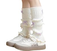 Calentadores de piernas de punto con volantes y ribete de encaje para niños | Ropa de pierna de temporada para trajes de otoño e invierno, capas casuales, días relajados en casa, uso diario y estilo de