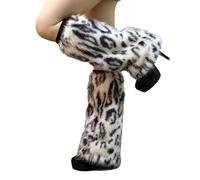 Calentadores de piernas mullidos para mujer, térmicos, cálidos, peludos, de felpa, para botas, calcetines para trajes y disfraces de invierno, calentadores de piernas de colores, Toca Leopard Circle