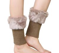 Calentadores de piernas para disfraces de fiesta, calcetines para mujer, otoño e invierno, calcetines cálidos de lana torneada corta, cubierta de botas, protector de pierna de lana, caqui, talla única