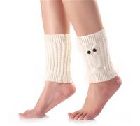 Calentadores de Piernas para Mujer Plantilla de punto corta Cubrebotas cálidos for mujer Calentador de piernas(Blanco)