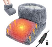 Calentadores de pies con calefacción - Calentador de pies USB peludo con configuración de temporizador y temperatura ajustable, zapatillas eléctricas con calefacción para mujeres y hombres, para