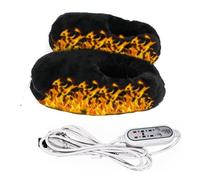 Calentadores de pies con calefacción USB para hombres y mujeres: zapatos eléctricos con 4 ajustes de tiempo y hora, mantienen los pies calientes, zapatillas eléctricas con cables de carga USB