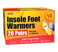 Calentadores de pies de plantilla (20 pares) - Hasta 10 horas de calor, fácil de aplicar con adhesivo - Ultra delgado, seguro, fácil, totalmente natural - Calentadores de plantilla calientes activados