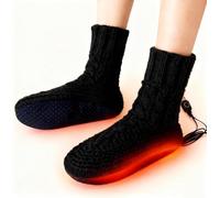 Calentadores de pies eléctricos de forro polar para invierno, calentadores de pies con conexión USB, calentadores de pies antideslizantes recargables para hombre y mujer (negro)