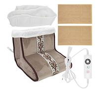 Calentadores de pies eléctricos recargables, Calentador de pies eléctrico Lavable 5 Engranajes Control de temperatura Calentador de pies térmico de invierno Gris plateado Enchufe de la UE 220V