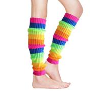 Calentadores de Punto, Calentadores Piernas Neon, Calentadores Piernas Mujer Años 80-90, Leg Warmers Ballet, 80s Leg Warmer Retro, para Mujeres Durante el Invierno, Carnavales y Yoga (Multicolor)