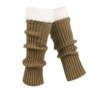 Calentadores de Punto Retro para Mujer Calcetines Largos de Crochet Gruesos y Cálidos para Navideñas Baile y Yoga (Khaki, One Size) #648