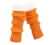 Calentadores de Punto Retro para Mujer Calcetines Largos de Crochet Gruesos y Cálidos para Navideñas Baile y Yoga (Orange, One Size) #652
