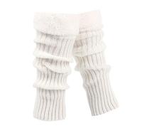 Calentadores de Punto Retro para Mujer Calcetines Largos de Crochet Gruesos y Cálidos para Navideñas Baile y Yoga (White, One Size) #658