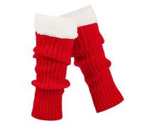 Calentadores de Punto Retro para Mujer Calcetines Largos de Crochet Gruesos y Cálidos para Navideñas Baile y Yoga (Red, One Size) #655