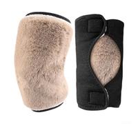 Calentadores de rodilla de forro polar de doble capa, mangas gruesas de invierno para lesiones de ligamentos, apoyo para caminar, ciclismo, actividades al aire libre (marrón)