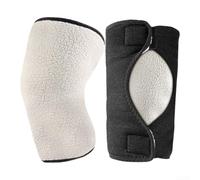 Calentadores de rodilla de forro polar de invierno gruesos de doble capa protectores de piernas para clima frío, ajuste elástico, marrón, gris y blanco (blanco)
