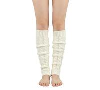 Calentadores térmicos de Invierno cálidos para piernas, Calcetines Largos para Botas, Almohadillas para Leggings para Mujeres, señoras y niñas, (White)