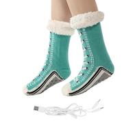 Calentados Mujer,Calcetines Térmicos USB Calientes Antideslizantes - Calefacción Invierno para Interior Exterior Frío Confort | Casa Viaje Dormir Caza Otoño