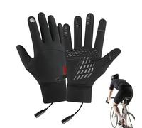 Calentamiento - Guantes de calefacción para pantalla táctil mitones impermeables con cordón de sujeción carga USB a prueba de viento | para trabajo al aire libre en clima frío, motocicleta, senderismo