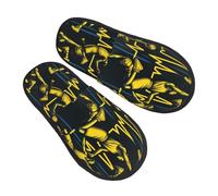 Calentitas Pantuflas Planos Latido Del Corazón De Un Mate De Baloncesto Amarillo Algodón Zapatilla Cómodas Zapatillas De Estar Para Hotel, Interior, Hombres M