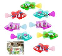 Calenxy 8 piezas Robo Fish Cat Toys Robo Pez con LED luminoso | Peces eléctricos flotantes reutilizables Peces electrónicos para mascotas Piscina Bañera Acuario
