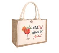 Calenxy Aperol - Bolsa de regalo de yute para mujer, plegable, impermeable, bolsa de la compra o como set de regalo XXL Aperol Spritz accesorios yute para novia y compañera