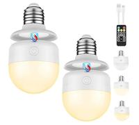 Calenxy Bombilla recargable USB-C con mando a distancia - E27 LED 3 colores regulable - Bombilla de batería con temporizador y base magnética - Sin cable de alimentación luz de emergencia para