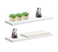 Calenxy Estantería de pared de 2 capas, color blanco, flotante de 40 x 15 cm, para marcos de fotos y libros, estantería flotante para dormitorio, cocina, oficina, sala de estar